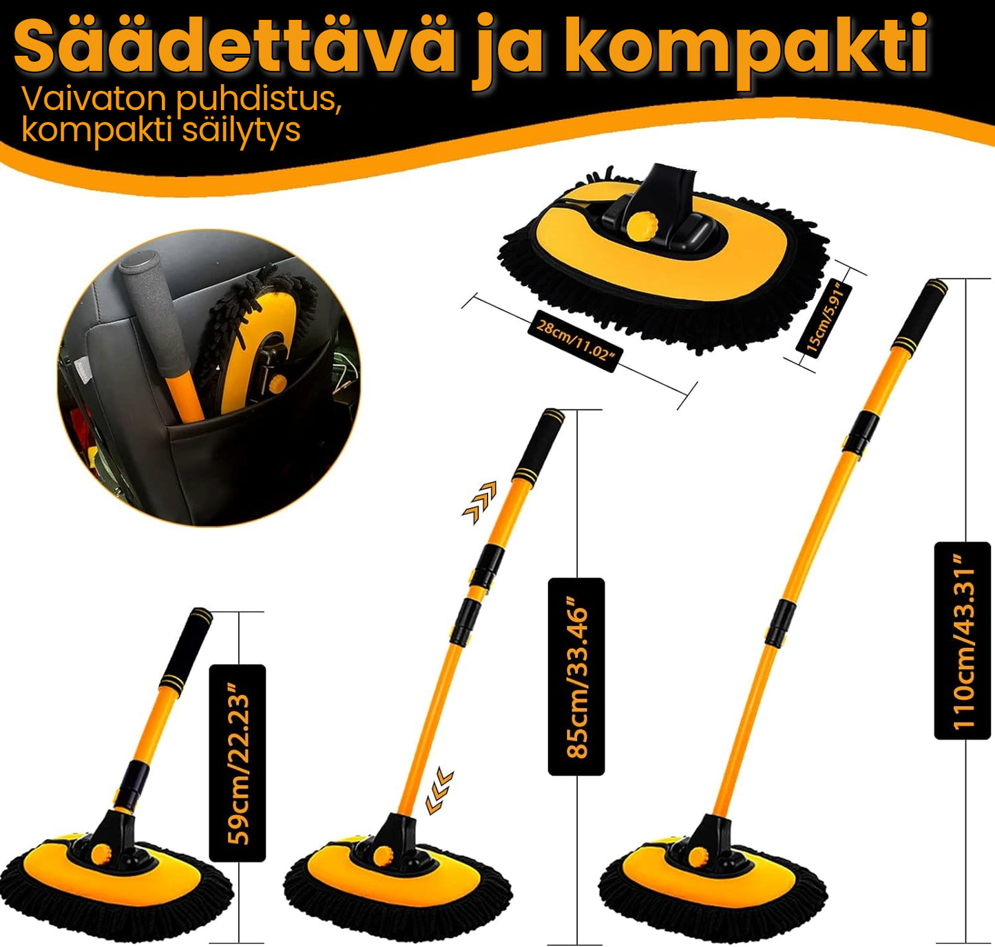 Pidennettävä Autopesumoppi