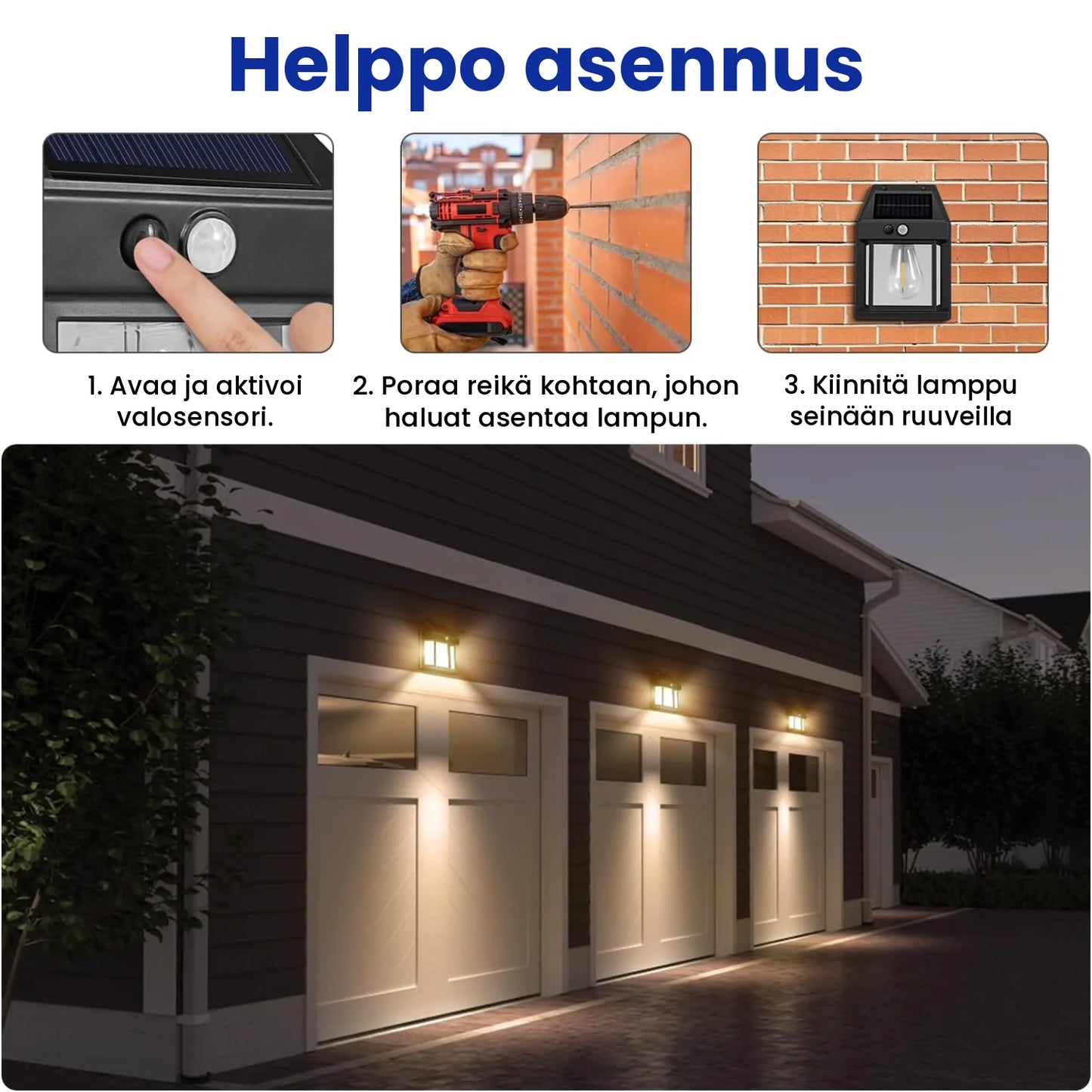 Vedenpitävä aurinkolamppu